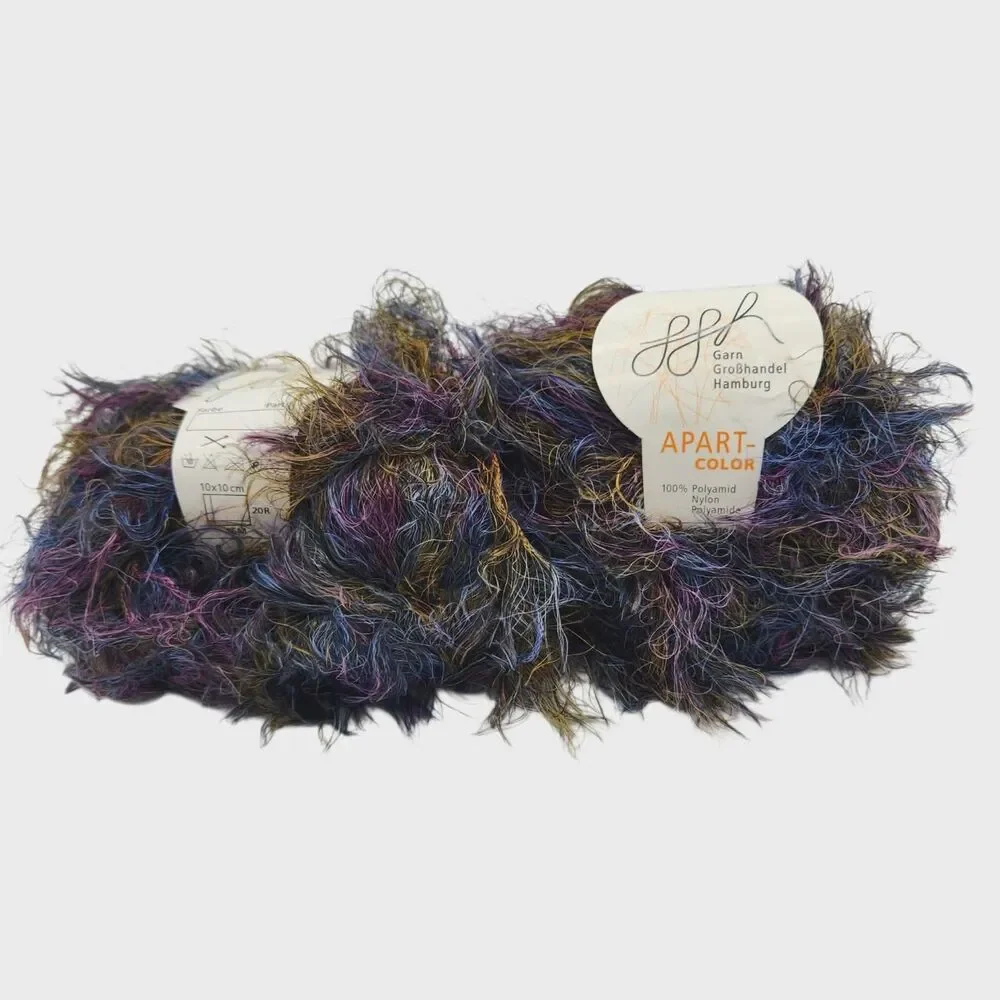 GGH Apart Color Eyelash Yarn 2 Skeins Color 115 Blues Purple Gold 50g 110m NEW